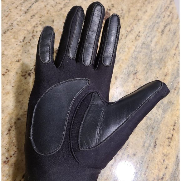 Vintage One Size Fits All Black Nylon Leather Stretch 8" Driving Gloves New?? - Picture 12 of 15